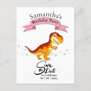 Gold T Rex, Happy Birthday Girl Postcard