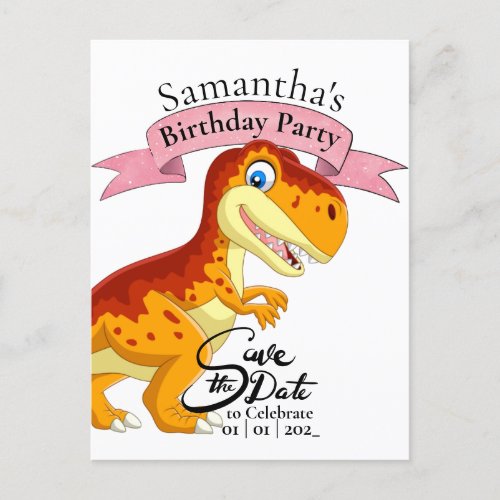 Gold T Rex Happy Birthday Girl  Postcard