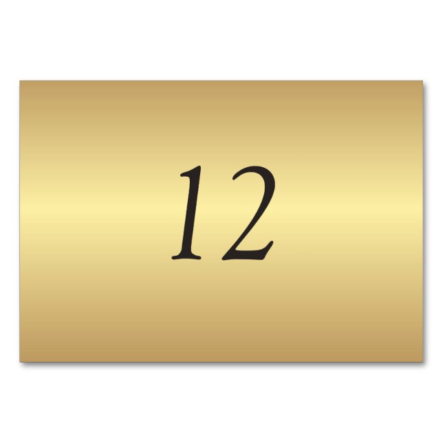 Gold Table Number Table Cards (Front)