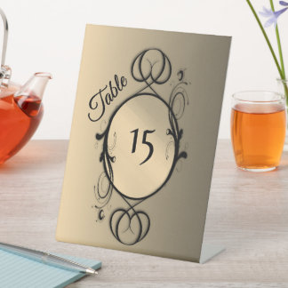 Gold Table Numbers Pedestal Sign