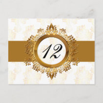 gold  table numbers postcards