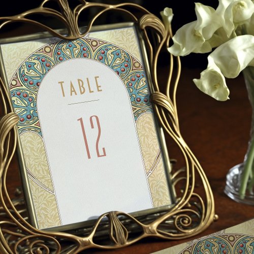 Gold Table Numbers Vintage Art Nouveau Wedding