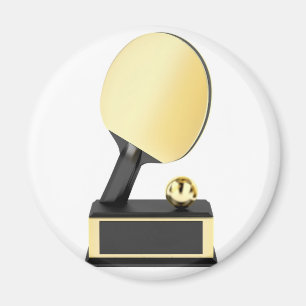 Gold table tennis trophy magnet