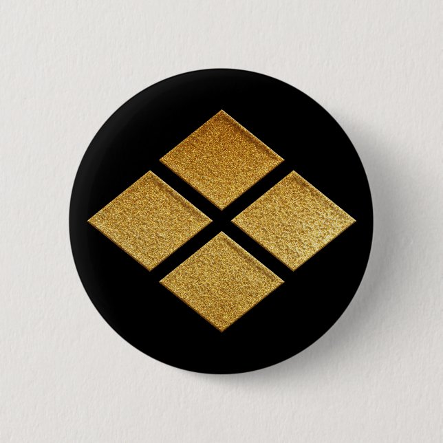 Gold Takeda Bishi Kamon Button (Front)