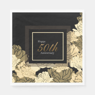 Gold, tan, and yellow 50th anniversary rose print napkins