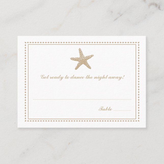 Gold Tan Graceful Starfish Seating Escort Card (Front)