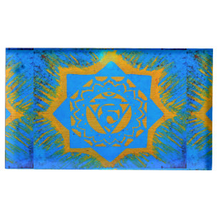gold tantric star on blue table number holder