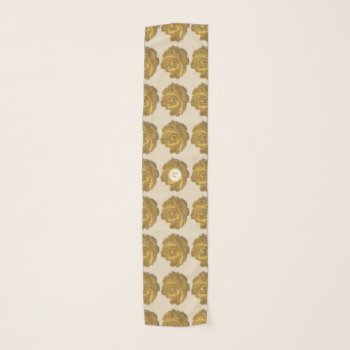 Gold Tapestry Roses Pattern Monogram Long S Scarf by PBsecretgarden at Zazzle