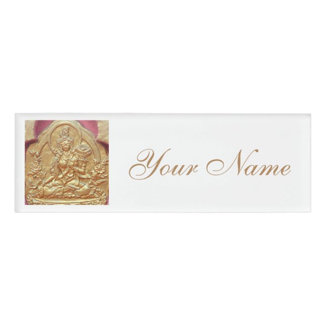 gold tara buddha name tag (Front)