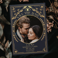 Gold Tarot Gothic Wedding Photo Save the Date