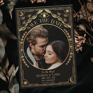 Gold Tarot Gothic Wedding Photo Save the Date Invitation