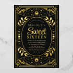 Gold Tarot Witchy Sweet 16 Birthday Party Foil Invitation<br><div class="desc">Elegant and modern design inspired by a tarot card. You can customize this further by clicking on the "PERSONALIZE" button.  Matching Items in our shop for a complete party theme.</div>