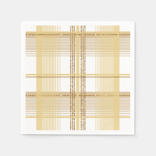 Gold tartan checkered plaid wedding napkins