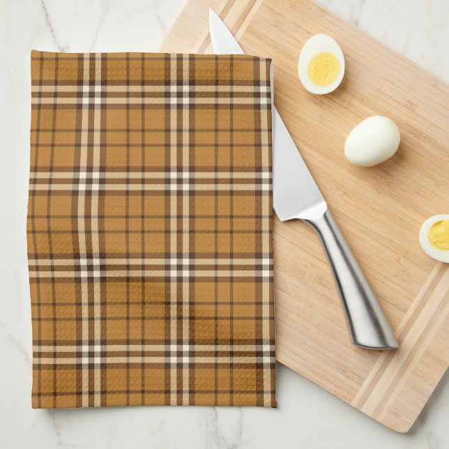 Gold Tartan Kitchen Towel (Quarter Fold)
