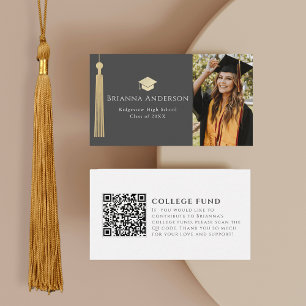 Gold Tassel & Cap Black Photo College Fund Enclosure Card