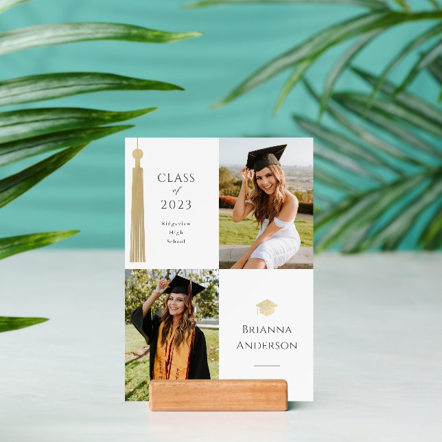 Gold Tassel & Cap White 2 Photo Graduation Holder (Insitu 2)