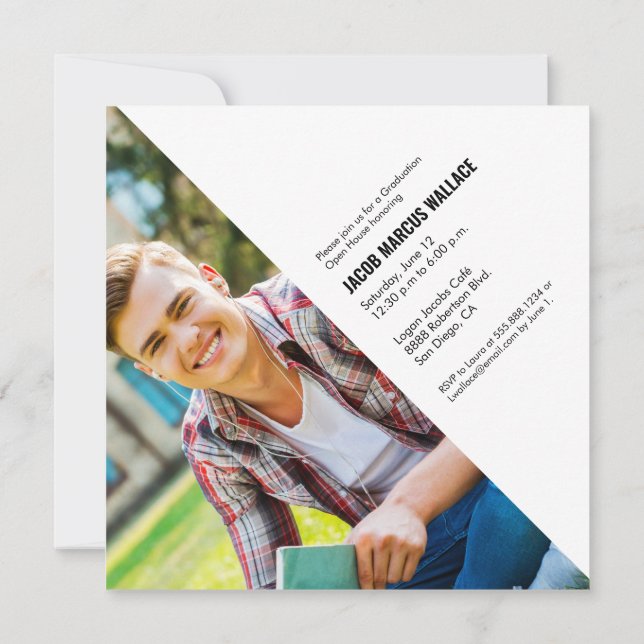 Gold Tassel Grad Cap Graduation Custom Photo  Invitation (Back)