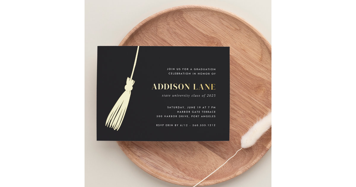 Gold Tassel Graduation Party Foil Invitation Zazzle