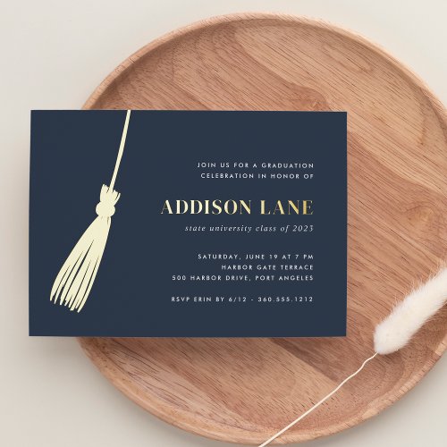 Gold Tassel Graduation Party Foil Invitation