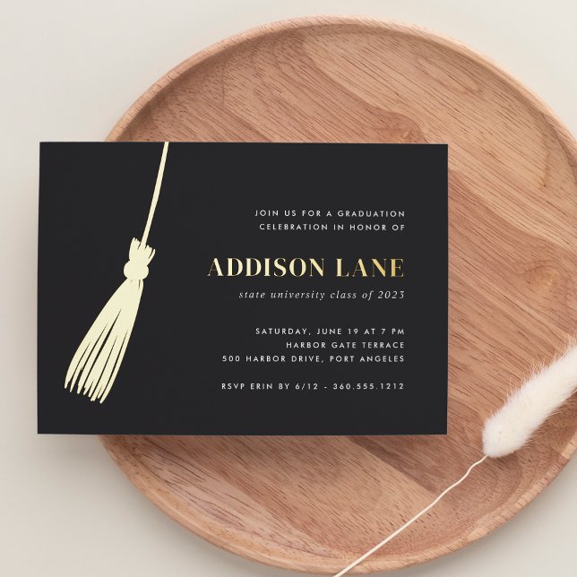 Gold Tassel Graduation Party Foil Invitation (Creator Uploaded)