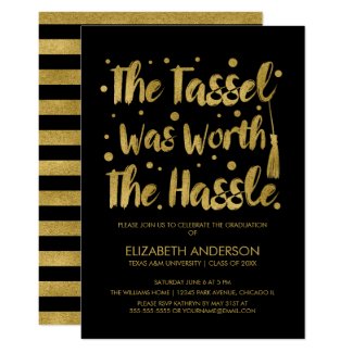 Gold Tassel Worth The Hassle Graduation Party Card