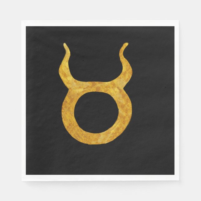 Gold Taurus  Astrology Sign Custom Napkins (Front)