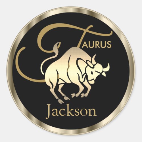Gold _ Taurus  the Bull _ Zodiac Sign Classic Round Sticker