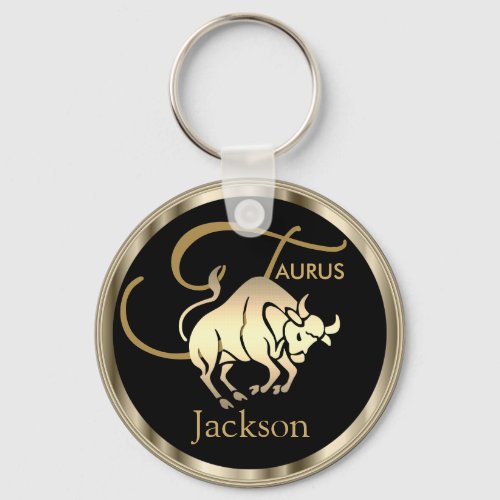 Gold _ Taurus  the Bull _ Zodiac Sign Keychain