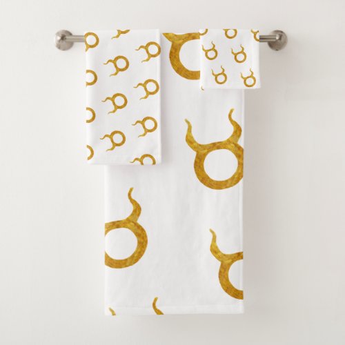 Gold Taurus Zodiac  Astrology Sign Bath Towel Set