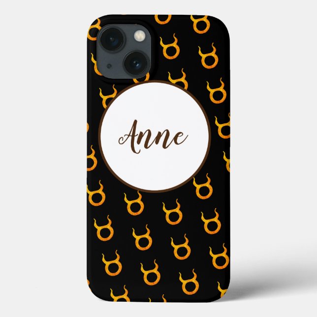 Gold Taurus Zodiac Astrology Sign Personalized Case-Mate iPhone Case (Back)