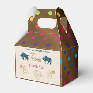 Gold Taurus Zodiac multicolored confetti Favor Boxes