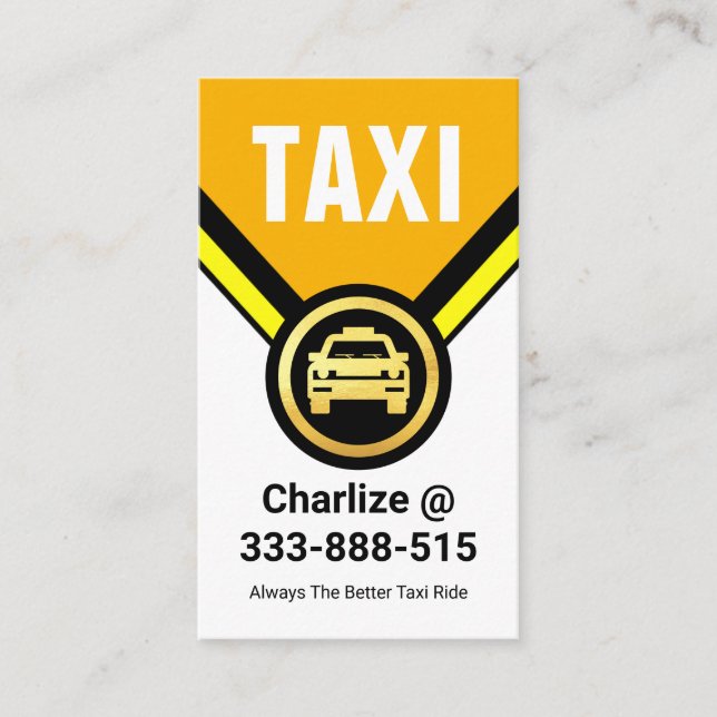 Gold Taxi Car Medallion Driver Business Card (Front)