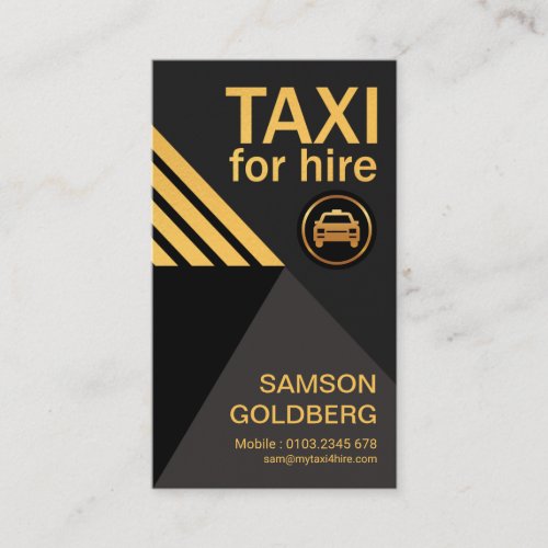 Gold TAXI For Hire Stripes Arrow Taxi Driver Business Card