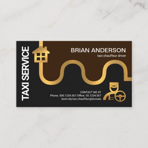 Gold Taxi Route Home Destination Substitute Driver Business Card