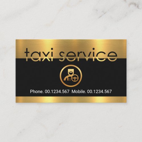 Gold Taxi Service Signage Border Private Driver Business Card
