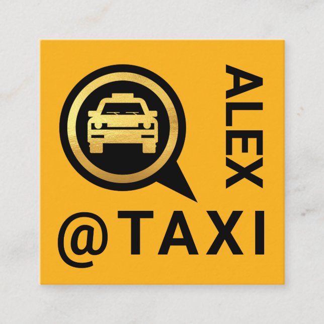 Gold Taxi Speech Box Driver Square Business Card (Front)