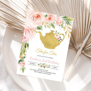 Gold Tea Party Birthday Invitation