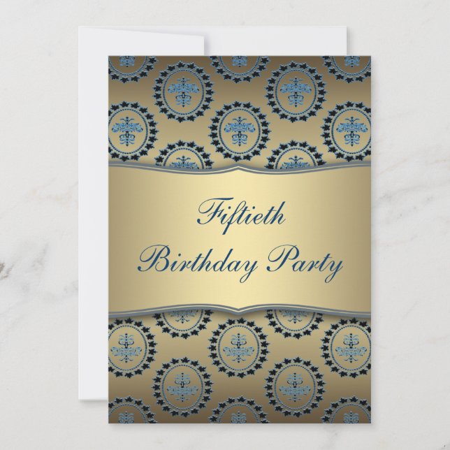 Gold Teal 50th Birthday Party Invitation (Front)