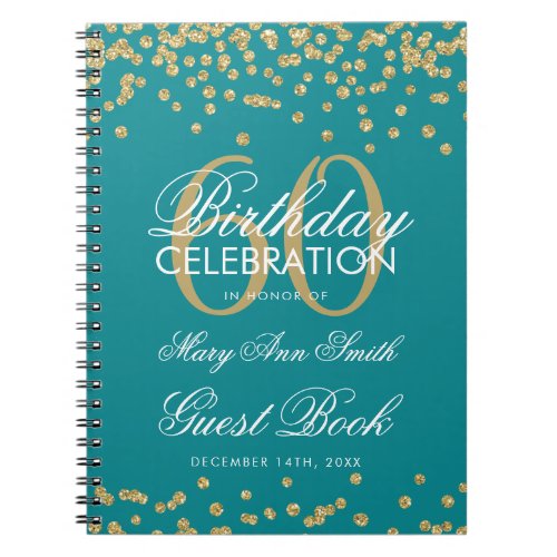 Gold Teal 60th Birthday Guest Book Confetti