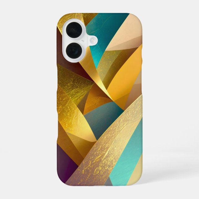 Gold Teal Abstract Art iPhone Case (Back)