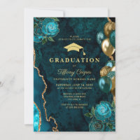 Gold Teal Agate Graduation Party