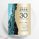 Gold Teal Agate Surprise 30th Birthday Invitation<br><div class="desc">Teal and gold agate surprise 30th birthday party invitation. Elegant modern design featuring watercolor agate marble geode background,  faux glitter gold and typography script font. Trendy invite card perfect for a stylish women's bday celebration. Printed Zazzle invitations or instant download digital printable template.</div>