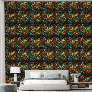 Gold Teal And Orange Abstract Art, Wallpaper