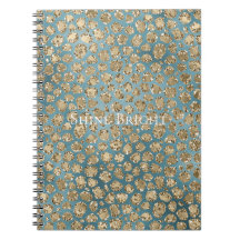 Gold Teal Blue Green Glitzy Leopard Print