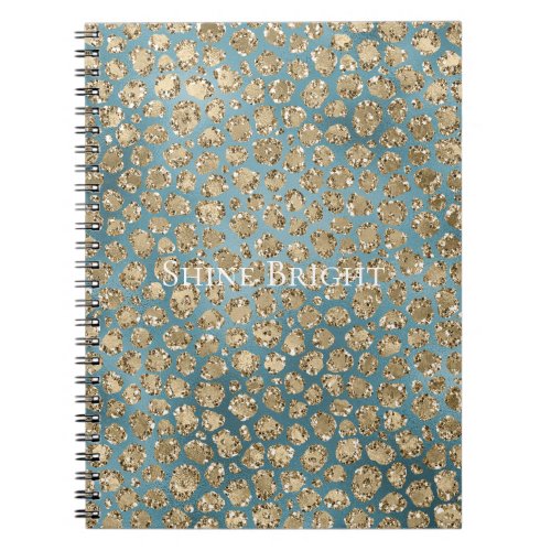 Gold Teal Blue Green Glitzy Leopard Print      Notebook