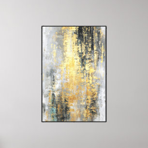 Gold & Teal Brush – Abstract wall art