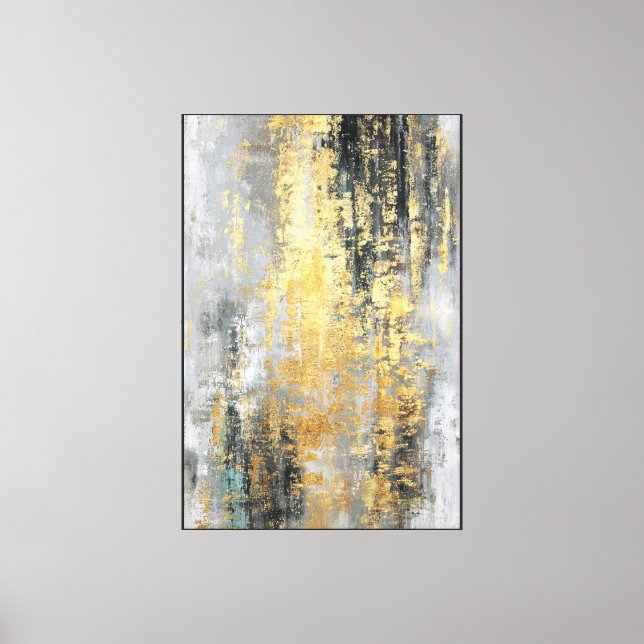 Gold & Teal Brush – Abstract wall art  (Front)