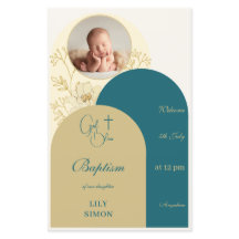 Gold teal christening Baptism Menu