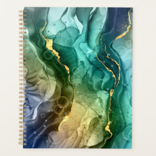 Gold, Teal & Dark Grey Liquid Ink Planner