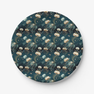 Gold & Teal Ethereal Jellyfish  Paper Plates